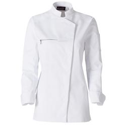 Molinel - Veste de cuisine femme ML Jaklab blanche T0 - 36/38, col droit en maille, coupe ajustée, avec poches zippées_0