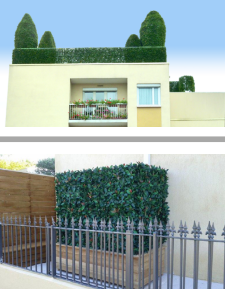 Pare-vue paysager - Écran végétal synthétique Greenline, installation simple, rendu réaliste_0