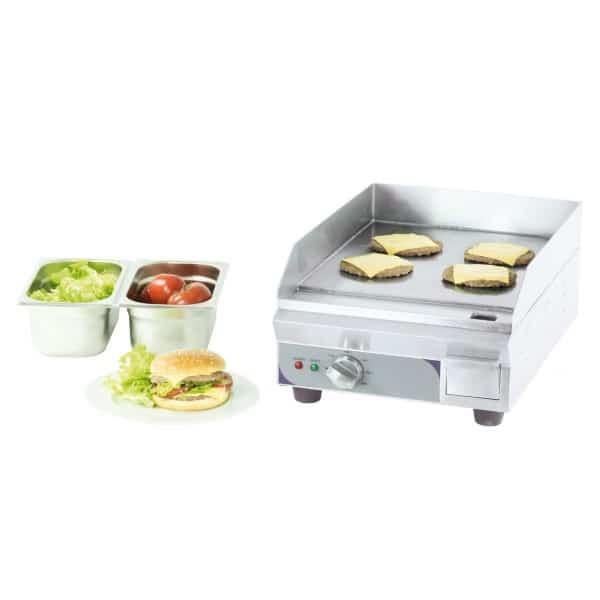 Plaque à snacker électrique compacte premium en inox 2200W - professionnelle avec plaque acier massif et thermostat réglable_0