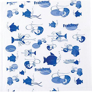 Pochette papier + polyéthylène imprimée avec fermeture adhésive - 250 x 330 mm - pour poissonnerie, charcutier-traiteur et fromager_0