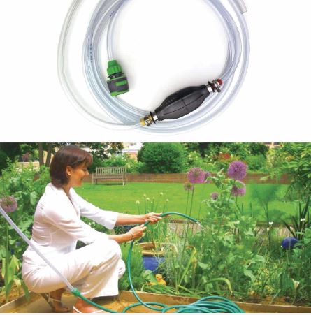 Pompe à main pour recycler l'eau - longueur totale 4m - tuyau haute qualité et raccord rapide_0