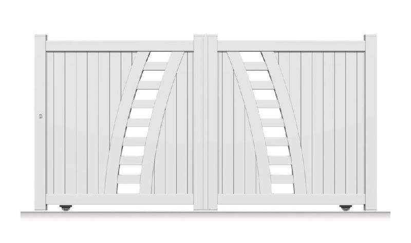 Portail aluminium coulissant - Modèle OPC-204 - Dimensions et coloris au choix - Lames horizontales ou verticales_0