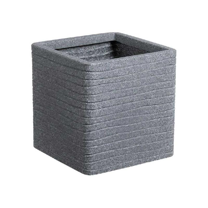 Pot de fleur SQUARE BANBURY effet pierre granuleux cendres 30,5 cm x H 30 cm STRATA - gris matière synthétique STR5021711060027_0