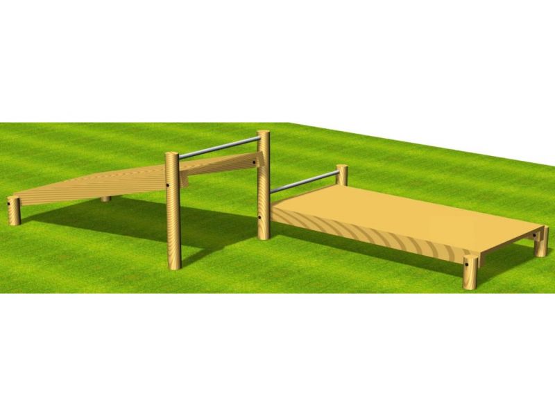 PS24B-Flexion jambes et abdominaux - Parcours de santé - Extébois - Hauteur chute libre maxi 0,95 m - Dimensions 4,25 x 2,33 m_0