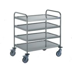 Tournus CHARIOT A DEBARRASSER AVEC 2 ARCEAUX 4 plateaux 800 x 530 mm roues à chape polyamide dimensions 895 x 625 mm haut. 1260 mm, hors-tout - gris_0