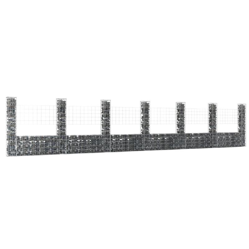 Vidaxl panier de gabion en forme de u avec 7 poteaux fer 740x20x150 cm 151287_0