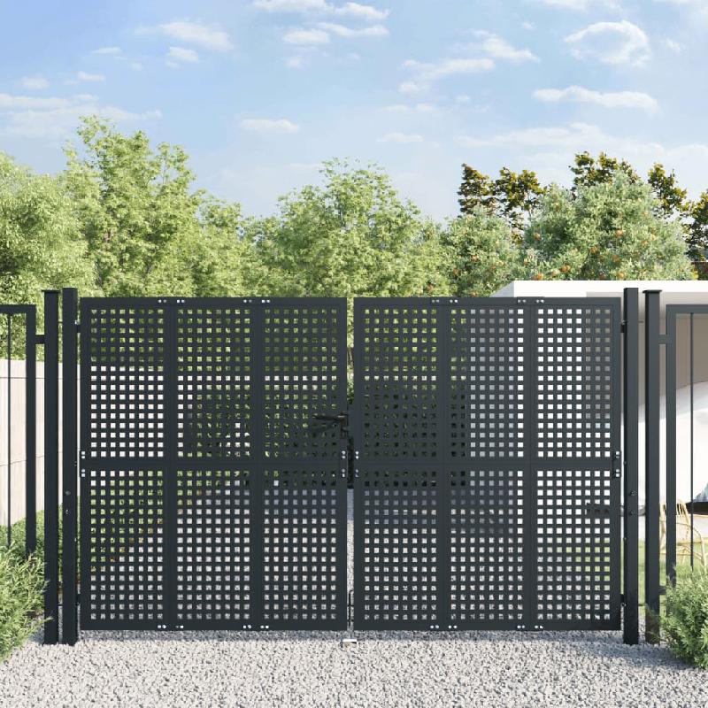 Vidaxl portail de jardin anthracite 300x250 cm acier 154570_0