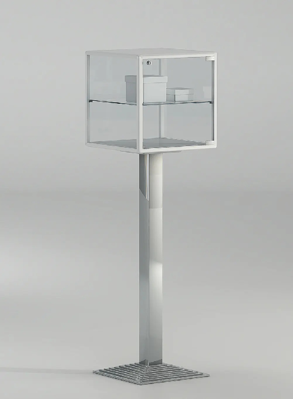 Vitrine standard sur pied 2-PFPVA - verre trempé, serrure et tablette amovible, hauteur 152 cm_0