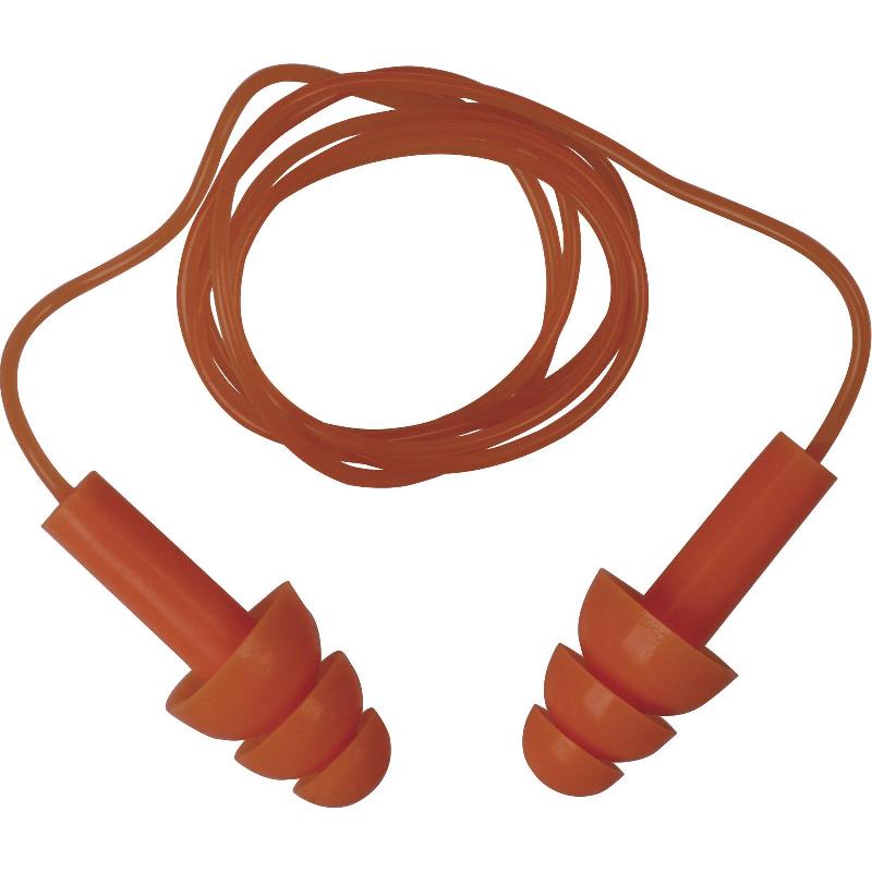 Boîte de 100 paires de bouchons d'oreilles réutilisables en silicone avec cordon PVC - Conicfit100_0