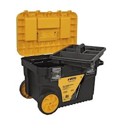 Boite à outils mobile 59.5 x 38 x 42 cm Malette de chantier roulante avec Poignée télescopique Coffre à outils VITO - noir 5604612682415_0