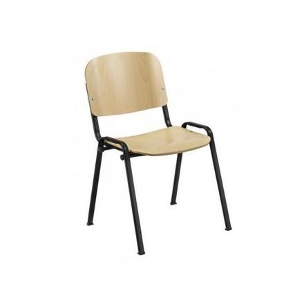 Chaise empilable Iso en bois - dossier et assise hêtre - structure métal chromé ou noir_0