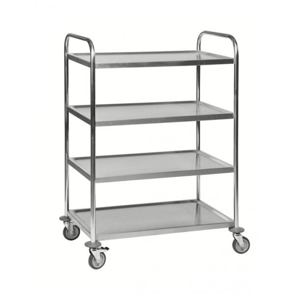 Chariot inox C2 avec 3 ou 4 tablettes - KONGAMEK - 4 plateaux, acier inoxydable, compatible alimentaire, 5 ans de garantie_0