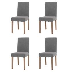 Décoshop26 - Lot de 4 chaises de salle à manger dossier haut en tissu bouclé gris pieds clair 04_0007514 - gris 3000262167272_0