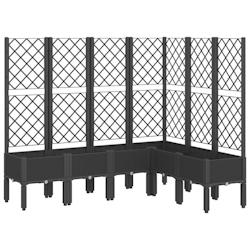 Helloshop26 - Jardinière bac lit surélevé plantes fleurs terrasse jardin avec treillis 160 x 120 x 142 cm PP noir 02_0038253 - 3000214201672_0