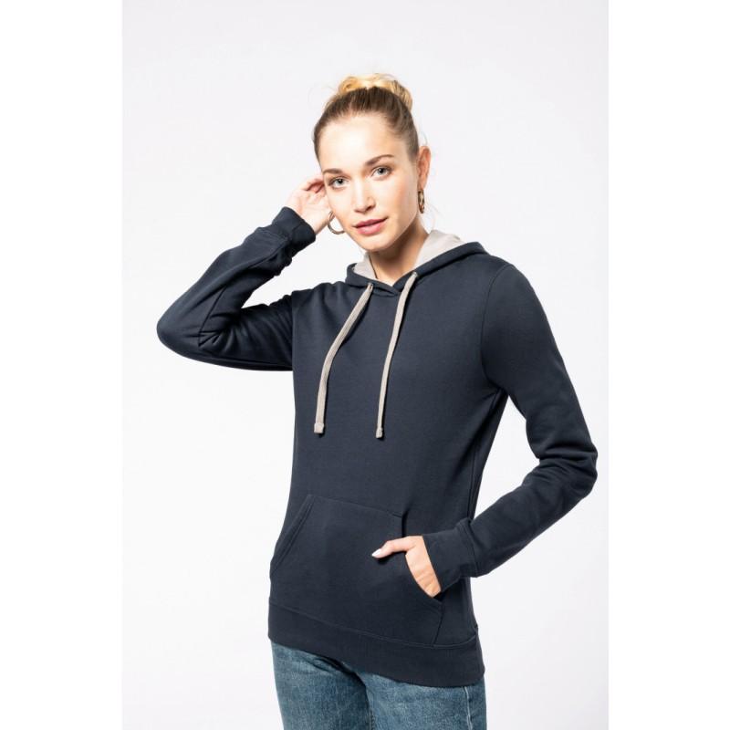K465 - Sweat-shirt à capuche contrastée femme - Kariban - look casual et décontracté_0