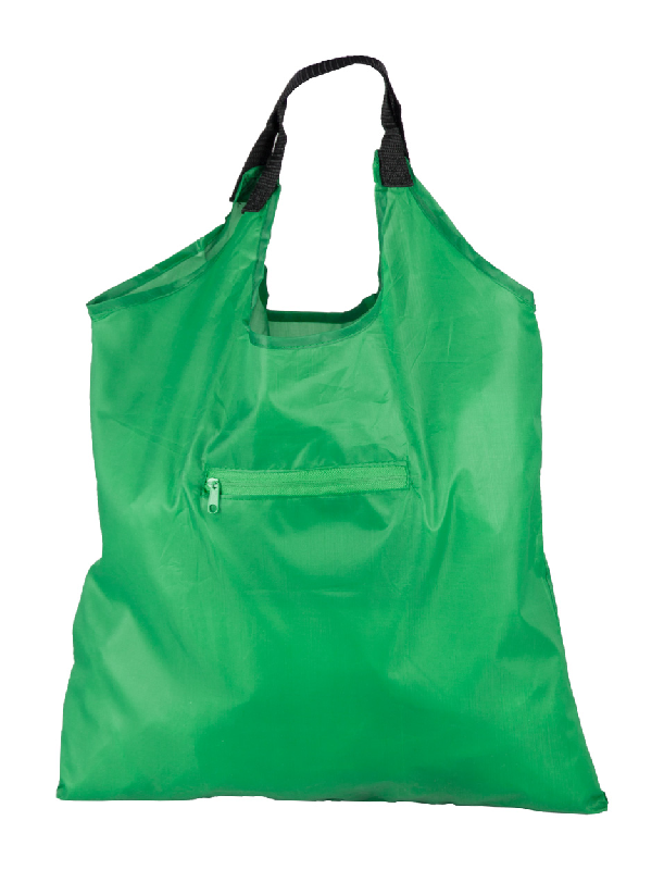 Sac shopping pliable - 190T polyester - Taille pliée 150 × 110 mm - Couleur vert - Poids 30 gr_0