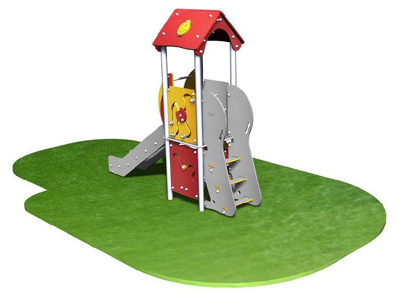 Structure de jeux inox - 1 tour gamme Alpha AL10901I pour enfants de 2 à 7 ans_0
