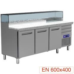 Table frigo pizzeria  3 portes en 600x400  3 tiroirs neutres en 600x400  structure réfrigérée 8x gn 1/4   mr-maxipizza/cp_0