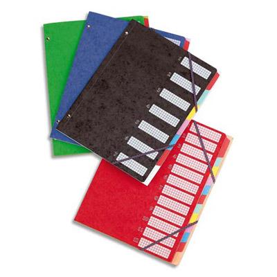 TRIEURS ELBA 503 - 12 COMPARTIMENTS - COLORIS ASSORTIS - COUVERTURE EN CARTE LUSTREE 5/10EME BICOLORE