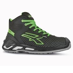 U-Power - Baskets de sécurité hautes anti abrasion avec renfort anti-shock HARRY - Usage général - ESD S3 CI SRC Noir / Vert Taille 40 - 40 noir m_0