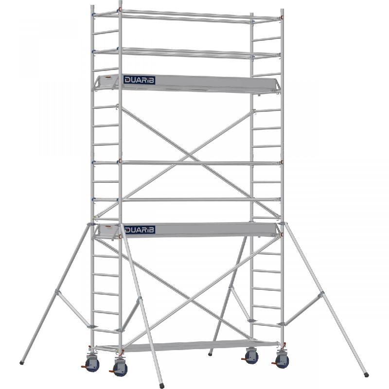 Échafaudage roulant aluminium DOCKER 85 version lisses - Hauteur de travail : 5,90 m - DUARIB - 7125040_0