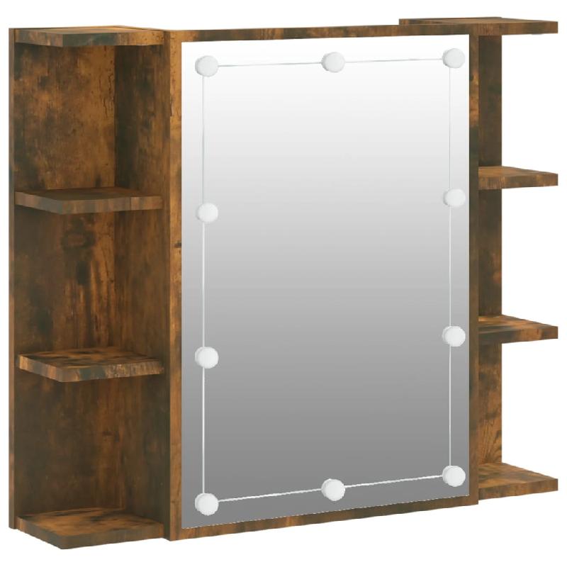 ARMOIRE À MIROIR AVEC LED 70 X 16,5 X 60 CM MARRON 02_0006661_0