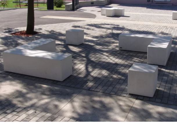 Banc en béton Tetris Gris - Forme minimaliste moderne ou classique - Ciment Green Seal_0