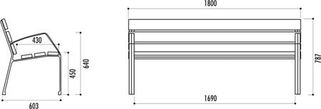 Banc public Modo - bois exotique 180 cm - pieds fonte ductile - traitement anti-fongique et hydrofuge_0