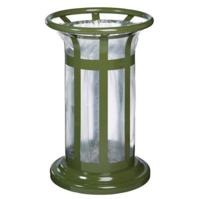 Corbeille vigipirate en acier vert olive Rossignol pour support sac poubelle 60 L_0