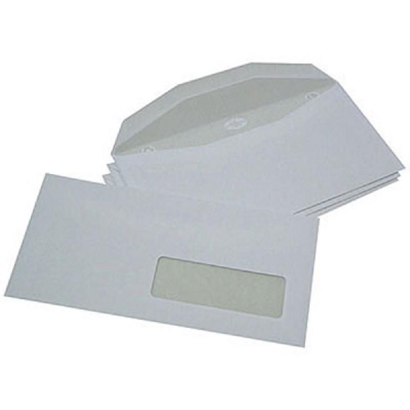 COURONNE ENVELOPPE BLANCHE MULTIMACHINE À PATTE TRAPÈZE + LATÉRALE DROITE - LA COURONNE - 114 X 229 MM - AVEC FENÊTRE 35 X 100 MM - 80 G/M2 - BOITE DE 1000