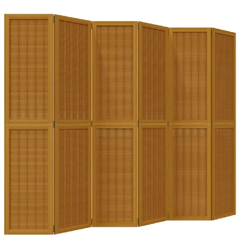 Décoshop26 - Paravent séparateur de pièce cloison 6 panneaux en bois paulownia marron DEC031094 - marron 3000258282781_0