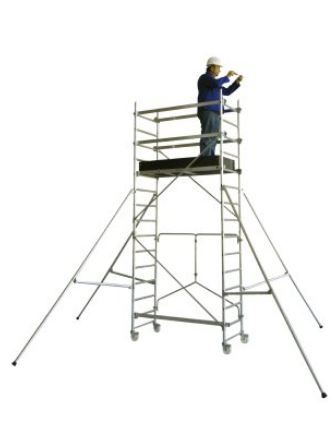 Échafaudage roulant aluminium pliant T-ONE 155 - Comabi SNC - Hauteur de travail max 7,70 m - Base pliante et montage rapide_0
