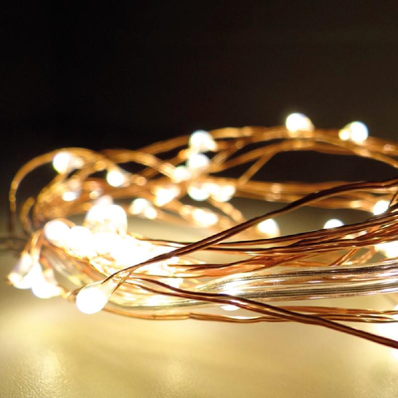 EDM Guirlande fixe à piles 40 LED, câble en cuivre, lumière blanche chaude, 2.05M - multicolore multi-matériau 8711295419041_0