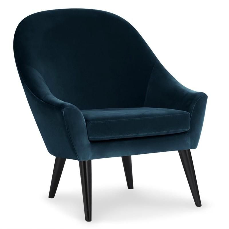 Fauteuil scandinave velours Ulla 88 cm bleu - Design nordique - Paris Prix_0