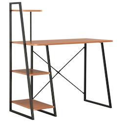 Helloshop26 - Bureau table poste de travail meuble d'ordinateur informatique étude avec étagère et 102 x 50 x 117 cm brun 02_0023481 - 3000214347158_0