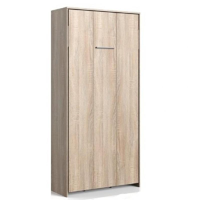 Lit escamotable VANIER - Décor chêne - Couchage 90 x 200 cm - Faible profondeur pour gain de place_0