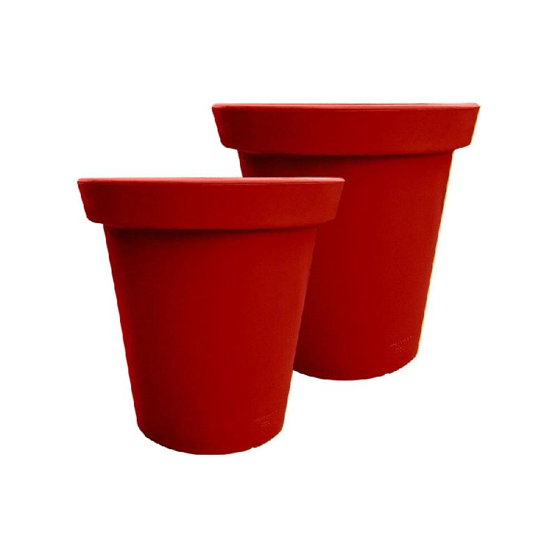 PLAST'UP ROTOMOULAGE Pot de fleurs rond xxl delight 420l- lot de 2 - ROUGE - rouge 0637962080636_0