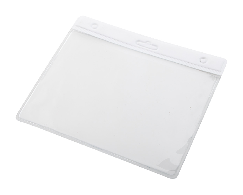 Porte-badge en PVC transparent - partie supérieure colorée - couleur blanche - poids 8g_0