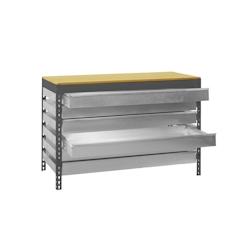 PROREGAL Établi BUFFALO avec tiroirs | HxLxP 84x150x76cm | Capacité de charge 600kg | anthracite - gris métal PR_RS44-11_0