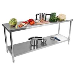 Royal Catering - Royal Catering Table de Travail INOX RCAT-200/60-NW (200 x 60 x 85 cm, Capacité de Charge 160kg, Pieds réglables, Acier - 425092869_0