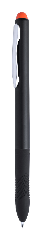 Stylo à bille stylet en plastique - grip caoutchouté - encre noire - couleur orange_0