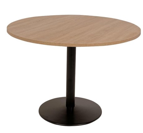 TABLE DE RESTAURANT RONDE LAMIDUR CHÊNE CÉRUSÉ ET NOIR 110 CM