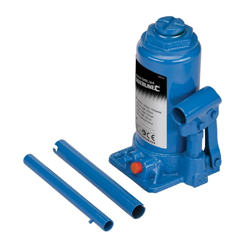 Cric-bouteille hydraulique 10 tonnes - Silverline 598558 - puissant et compact avec selle de levage réglable_0
