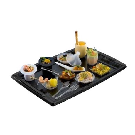 5 PLATEAUX RECTANGULAIRES NOIRS 36 X 25 CM