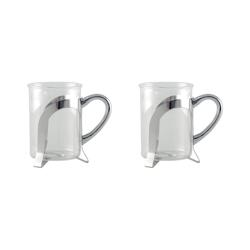 Aulica Tasses à café en verre avec déco en métal argent - lot de 2 - argenté 156701_0