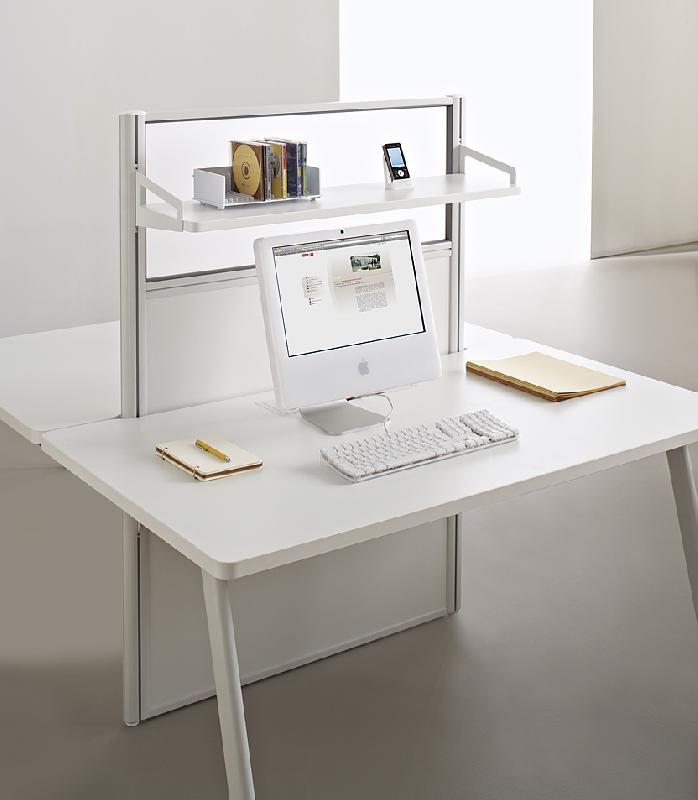 Bureau bench double poste avec top access et cloison mixte - Kprim System_0