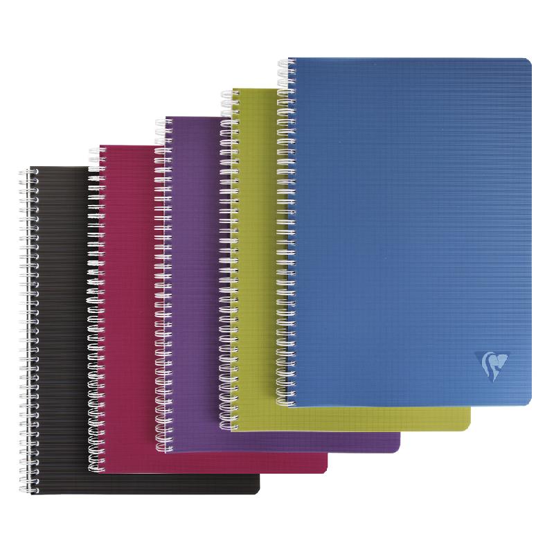 CAHIER RELIURE INTÉGRALE LINICOLOR INTENSIVE A4 180 PAGES PETITS CARREAUX COUVERTURE PLASTIQUE POLYPROPYÈNE RAINURÉ COULEUR ALÉATOIRE - ASSORTIS - LOT DE 5