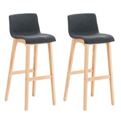 Décoshop26 - Lot de 2 tabourets de bar design avec structure de 4 pieds en bois et assise en tissu gris foncé 10_0004212 - gris 3000251985399_0