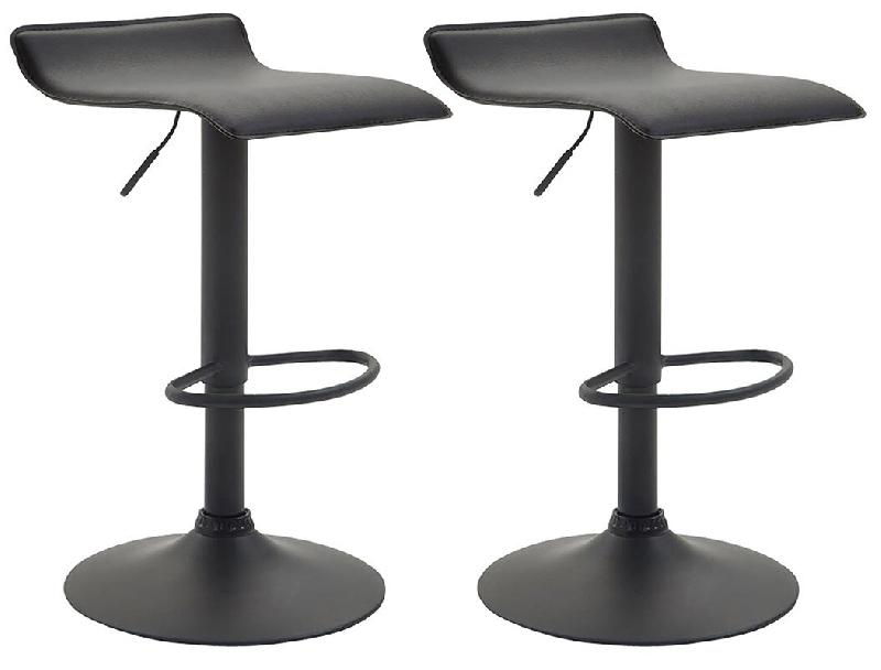 Décoshop26 - Lot de 2 tabourets de bar design minimaliste hauteur réglable repose-pieds en similicuir noir et métal noir 10_0006405 - noir métal 3_0
