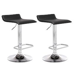 Décoshop26 - Lot de 2 tabourets de bar en synthétique noir hauteur réglable avec repose-pieds chromé TDB10162 - noir 3000917069609_0